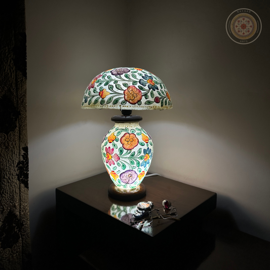 Camel Skin Sidetable Mushroom Lampshade